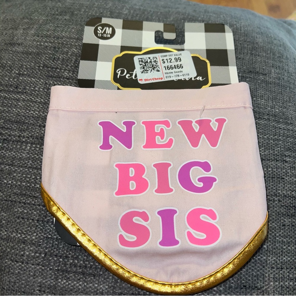 Woof Pet Bandana New Big Sis Size S/M 13-15 in L/XL 15-18 in NWT Dog Pregnancy